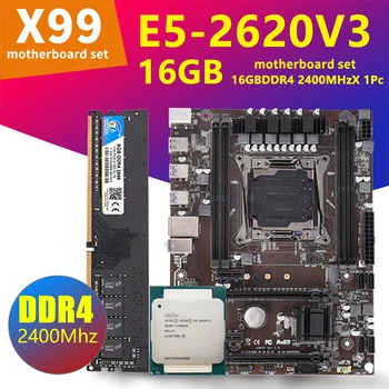 شراءDdr4 16 جيجابايت 2400 ميجا هرتز X99 اللوحة الأم مجموعة مع Xeon E5 2620 V3 CPU LGA2011-3 ذاكرة DDR4 ألعاب الكمبيوتر