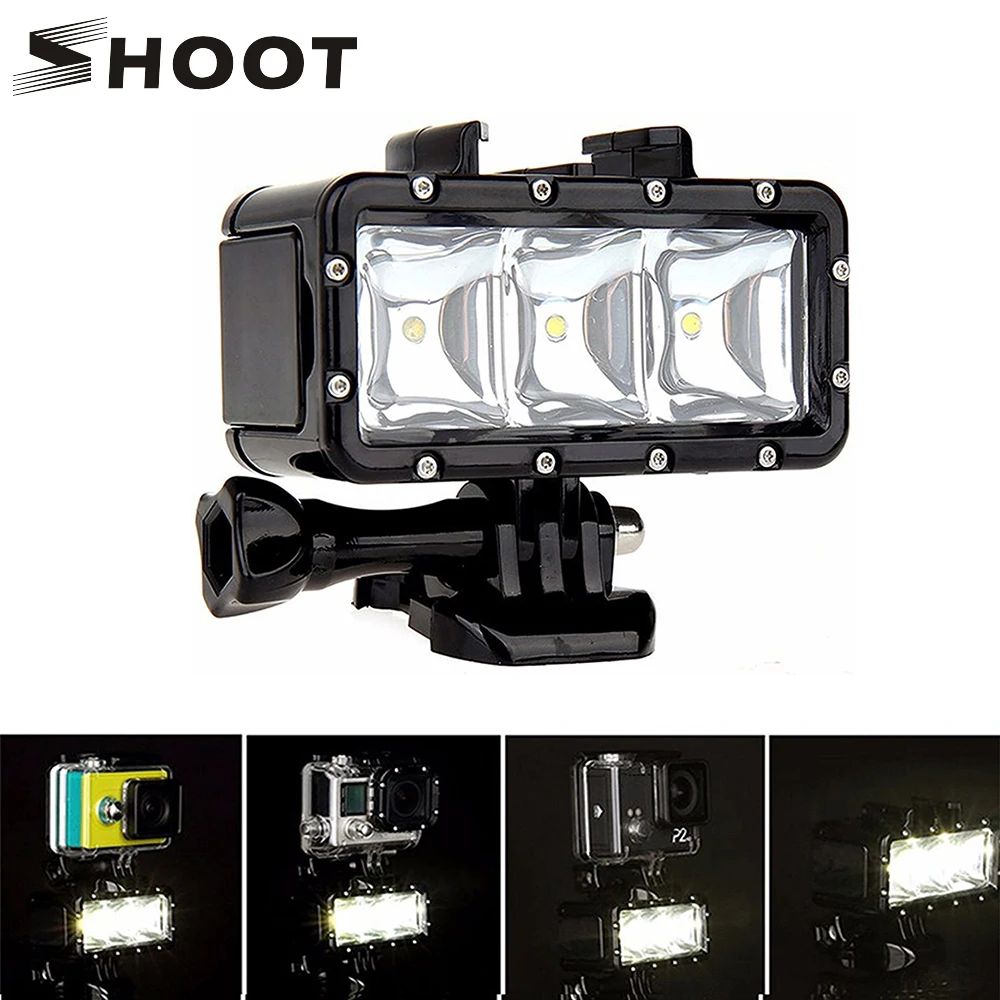 SHOOT 30M Underwater Waterproof LED Lamp Diving Fill Light for GoPro Hero 8 7 5 Black Xiaoyi 4K Sjcam Eken Video Flash Lighting|Чехлы для экшн-камер| | АлиЭкспресс