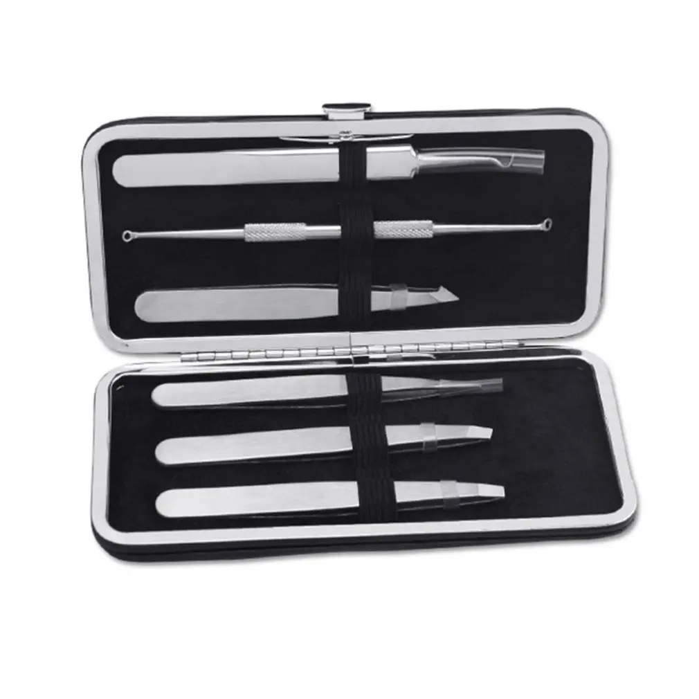 Acne Needle 6 комплектов пудра для бровей из нержавеющей стали зажим игла для угрей инструмент для чистки пор комплект