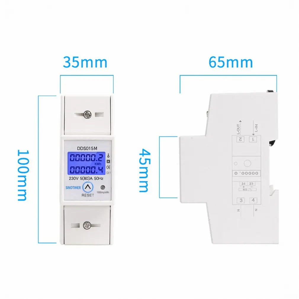 Din-рейка 5-80A AC 230V 50Hz однофазный ваттметр Потребляемая мощность ватт счетчик электроэнергии кВтч с функцией сброса