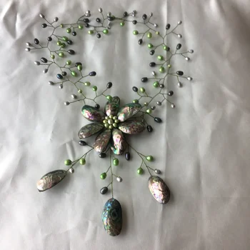 

2018 Luxury Abalone Shell Green Pearl Flower Choker Necklace Bridal Jewelry Wedding Gifts Factory Price Bijoux