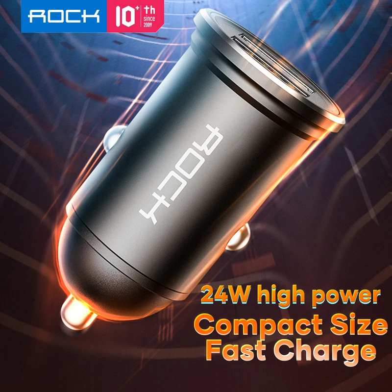 

Mini 4.8A Dual USB Car Charger Fast Charging 24W Compact зарядное для авто For iPhone 12 11 Pro Max Xiaomi Redmi ROCK