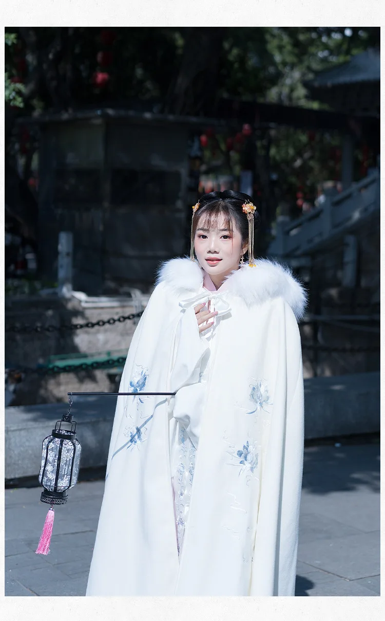 Женский плащ Hanfu с вышивкой, Осеннее и зимнее пальто, Женский народный фестивальный Рейв, наряд для певцов, одежда для выступлений DC3435