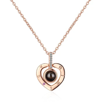 

Sole Memory 100 Languages I Love You Hot Projection Visible 925 Sterling Silver Sweet Heart Female Necklace SNE436