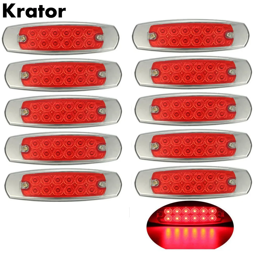Krator 10 шт. 12В красный 6 15 &quotсветодиодный габаритный фонарь 12LED соединитель Pigtail