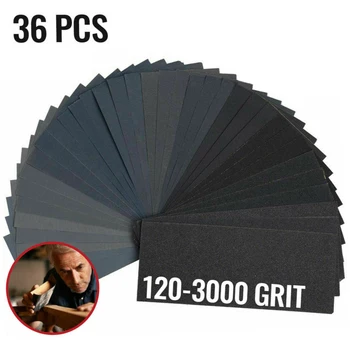 

For Polishing Silicon Carbide 120 -3000 Grit Sandpaper Sanding Pad Wet/Dry 36Pcs