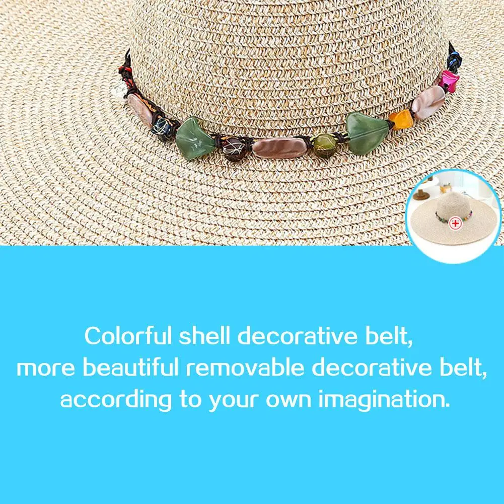 Kuulee Women High Quality Hat straw weaving Summer Beach Outdoor Sun Hat Large Eaves Sun Hat 80g