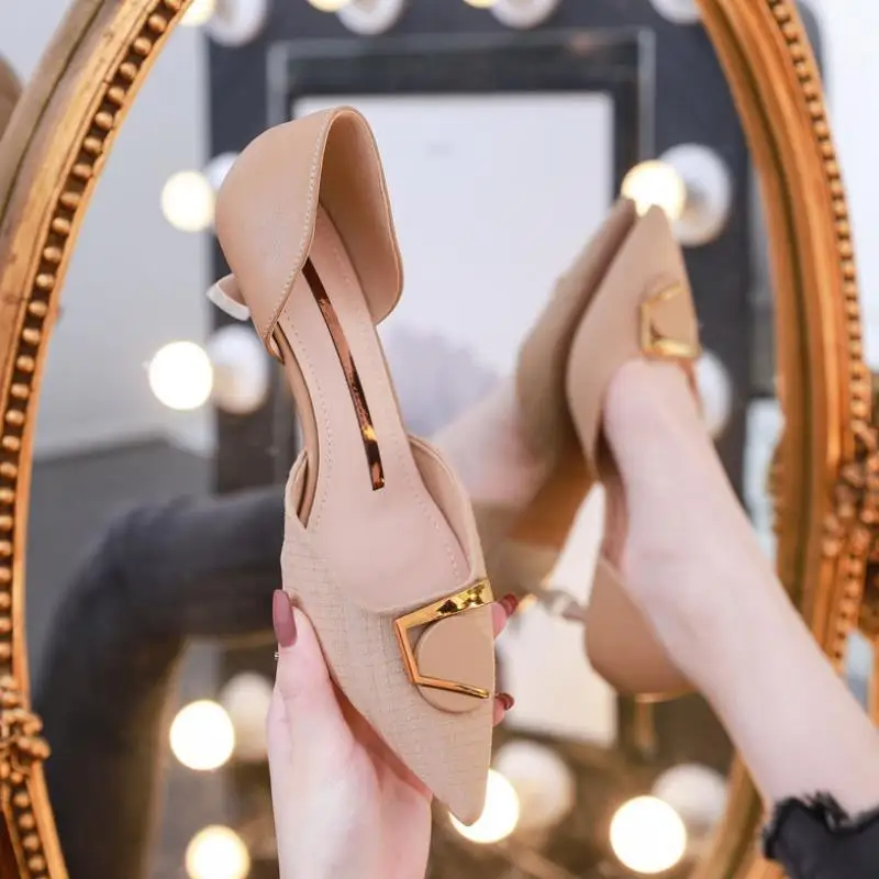 

Women's Single Shoes 2020 New Women's Shoes Wild Net Red Pointed Toe Women's High Heels Women's Stiletto 5cm Women's Sandals