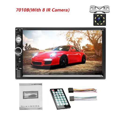 2 din автомобильное радио Bluetooth мультимедийный плеер HD 7 дюймов Авторадио 2din сенсорный экран Авто аудио стерео MP5 USB TF FM камера - Цвет: With 8 IR