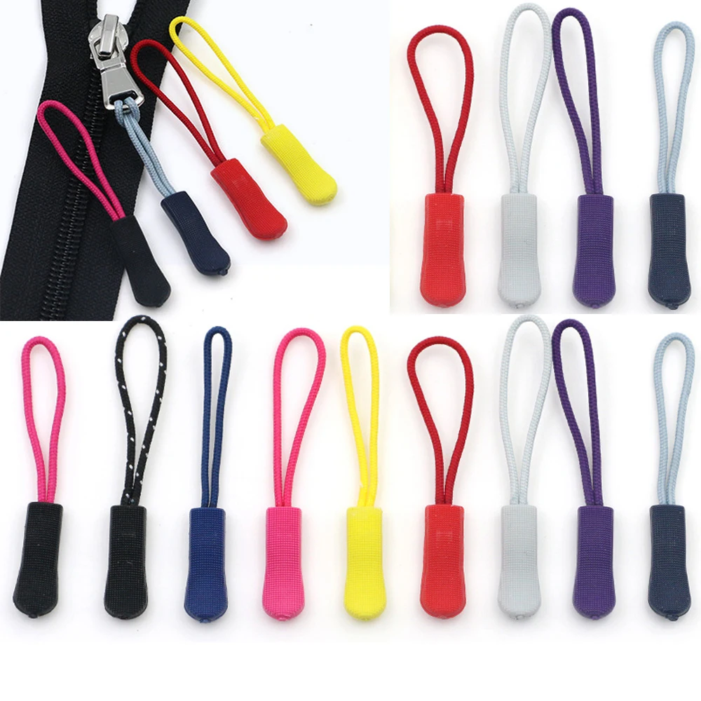 10PCS Zipper Pull Puller End Fit Rope Tag Fixer Zip Cord Tab Replacement Clip Broken Buckle Travel Bag Suitcase Tent Backpack