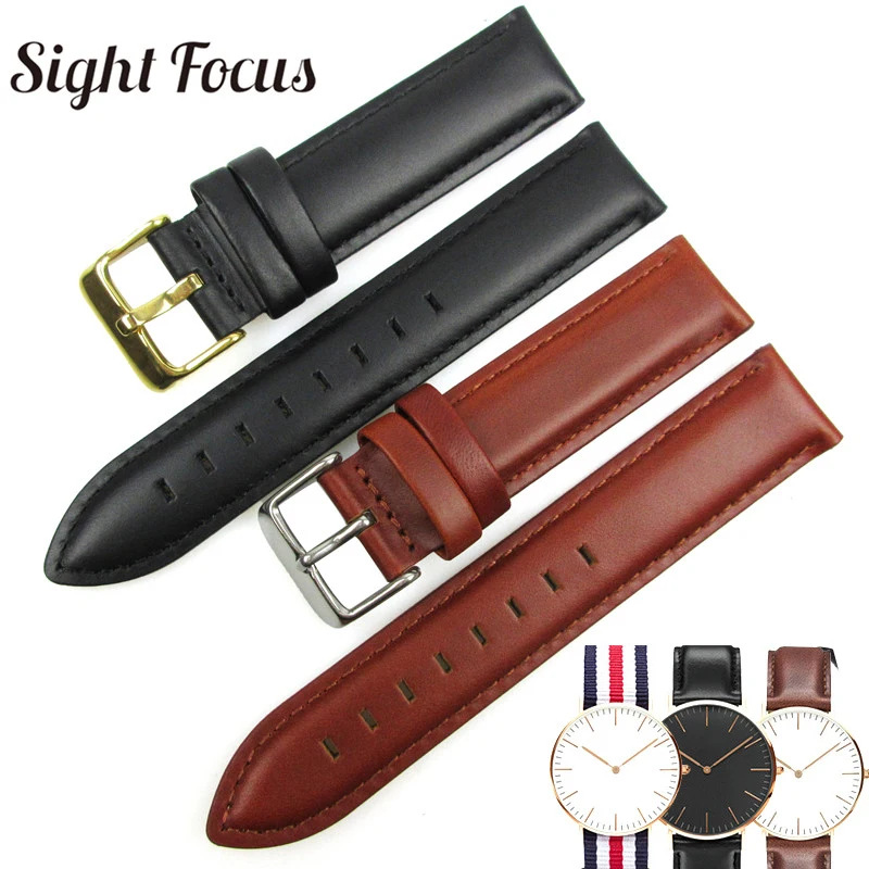 Baratos Correas de alta calidad para reloj de correa de reloj de cuero de color 13 17 18 19 20mm correa de reloj de pulsera accesorios de reloj de pulsera