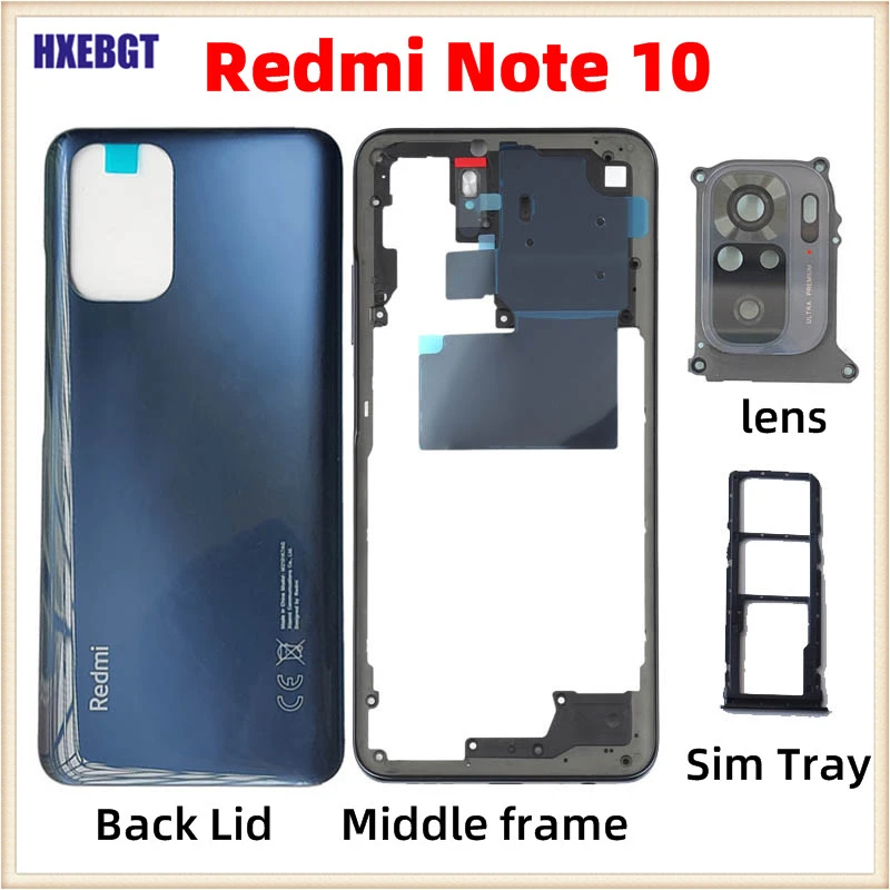 phone picture frame Original  For Xiaomi Redmi Note 10 Back Cover + Middle Frame + Volume Button + Camera Glass Lens + Sim Tray Smartphone Parts phone frame photo