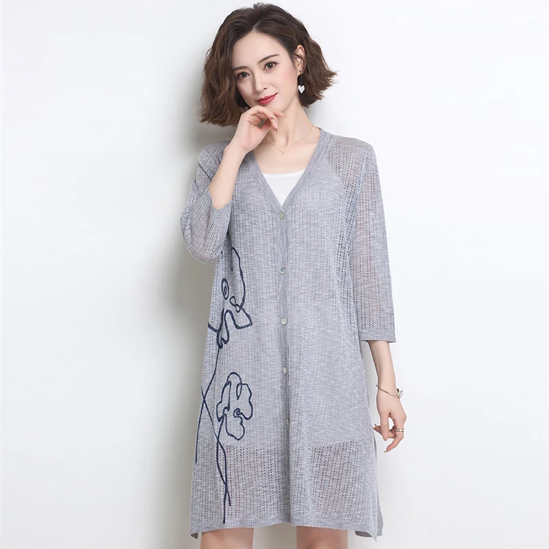 

Женский кардиган, Весенняя женская трикотажная одежда, женское вязаное пальто с вырезами, длинный вязаный кардиган, верхняя одежда