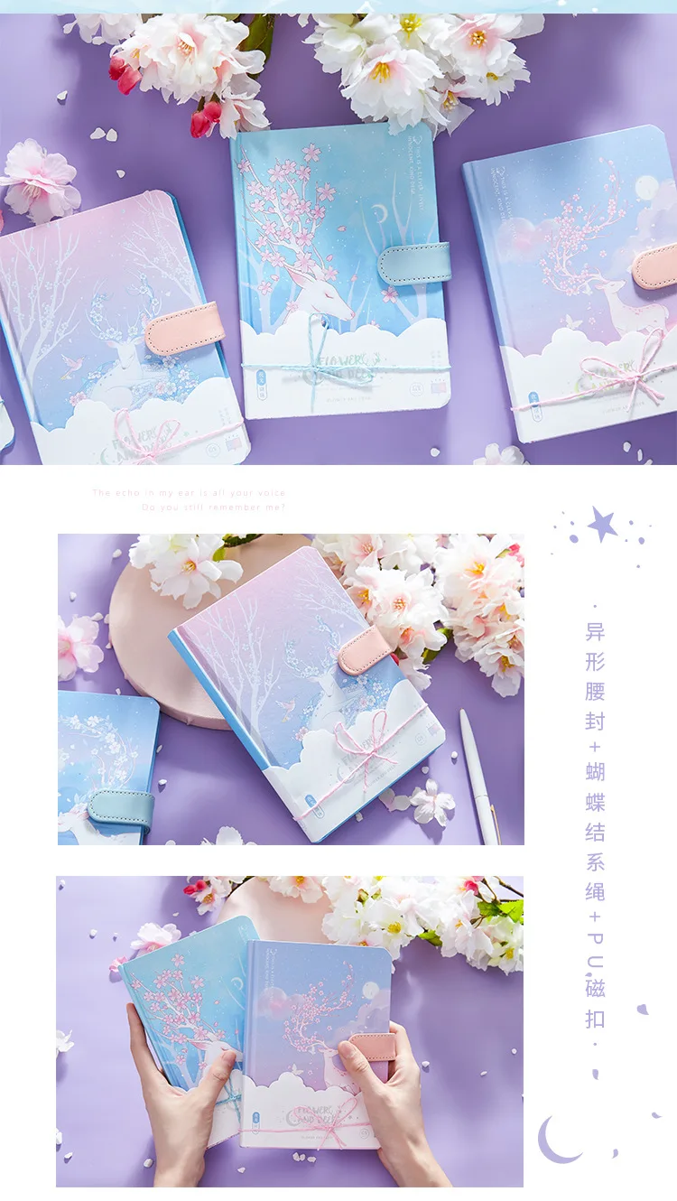 1 шт. светящийся блокнот Kawaii Elk, нарисованный на внутренней странице, магнитный блокнот-планировщик, книга для девочек, дневник Palnner, школьный стационарный