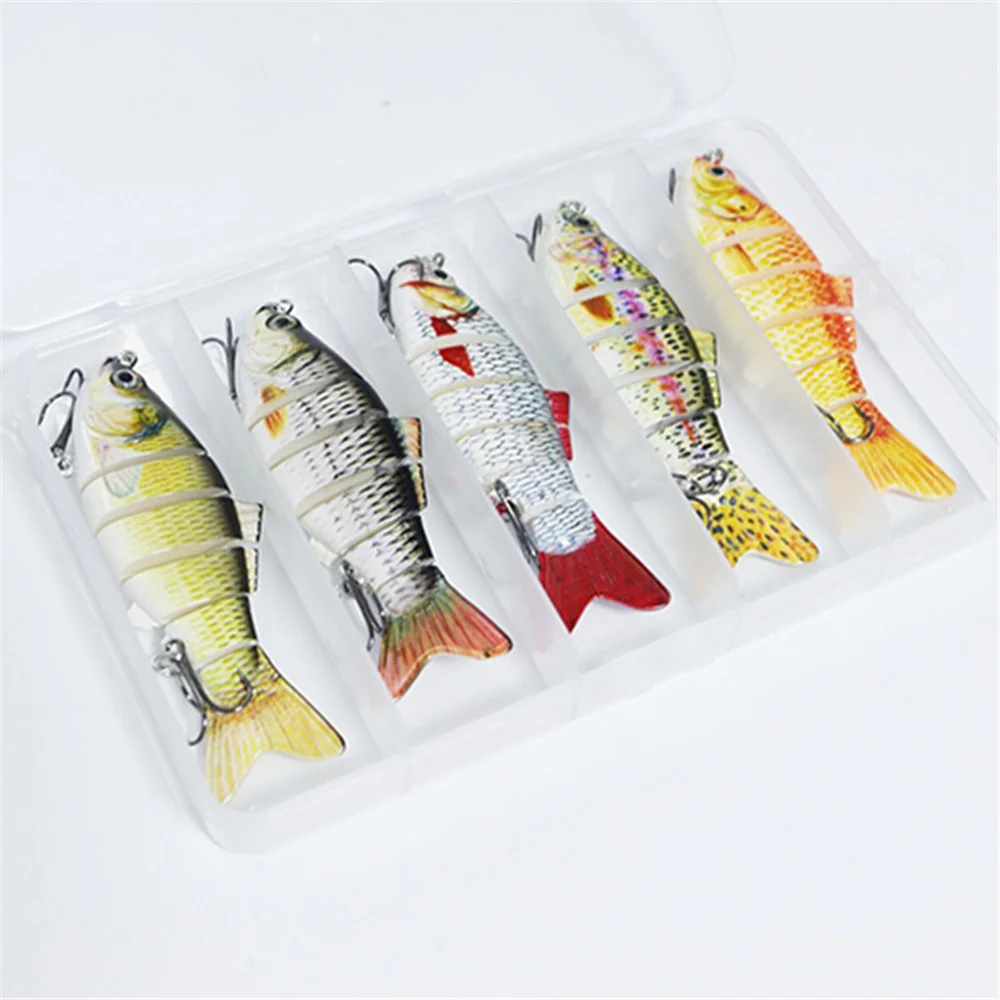 

5Pcs/Box Sinking Wobblers 6 Segments Fishing Lures Multi Jointed Swimbait Hard Bait Fishing Tackle For Bass Isca Crankbait