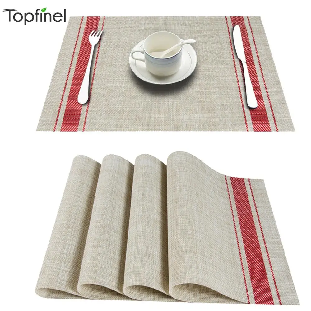 Topfinle PVC Bamboo Plastic Placemats for Dining table mat set Linens place mat in Kitchen Tablewar