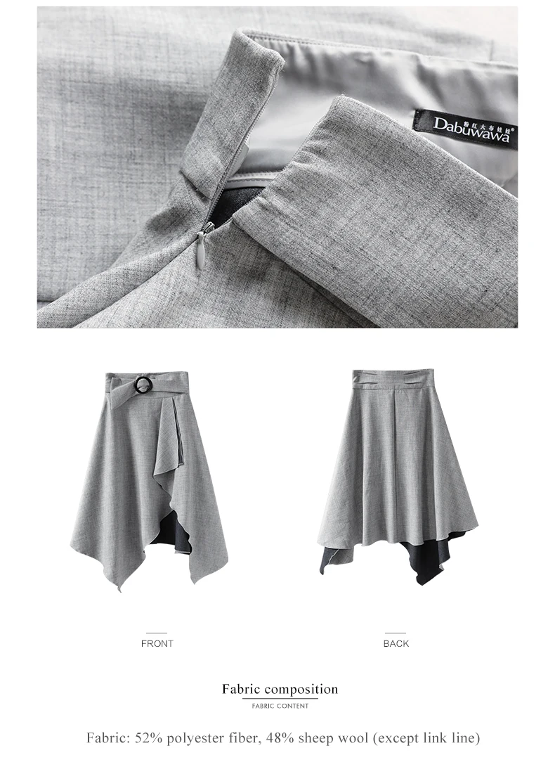 Dabuwawa, асимметричная Женская юбка средней длины, элегантная, с высокой талией, с бантом сбоку, Женская юбка, осенняя, с оборками, женские юбки D18DSK015
