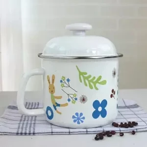 Milk Pot Soup Pot Enamel Pot Enamel Cup Water Cup 16cm Milk Cup 1.8L Instant Noodle Bowl Fresh Bowl Small Soup Pot Wok Ceramic - Цвет: 16cm 1.8L