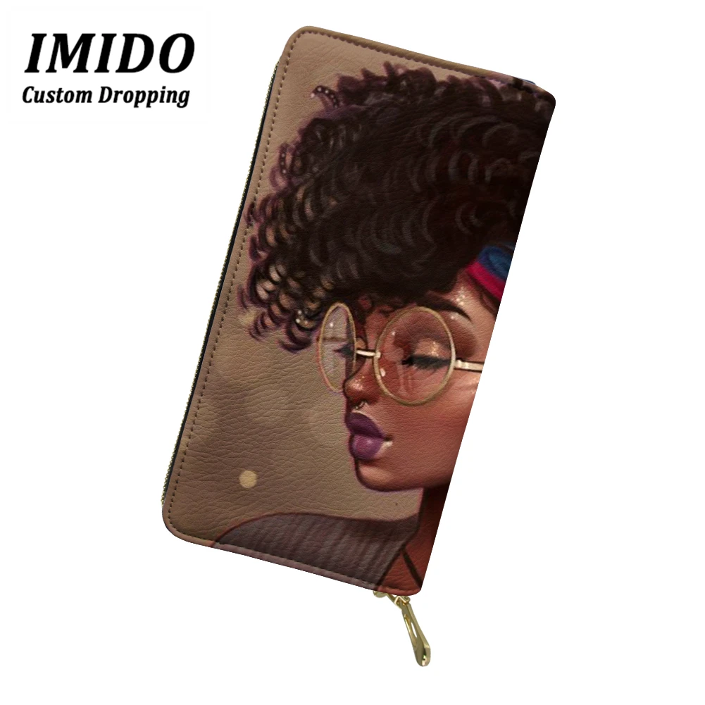 IMIDO, модный кошелек, Черная Королева, африканская девушка, узор, многофункциональные кошельки на молнии, Женский кошелек, сумка для мобильного телефона, кошелек, Carteras - Цвет: wll5109