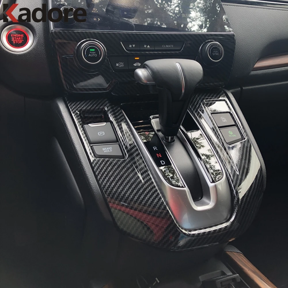 For Honda CRV CR-V 2017 2018 Carbon Fiber Color Interior Gear Shift Panel Cover