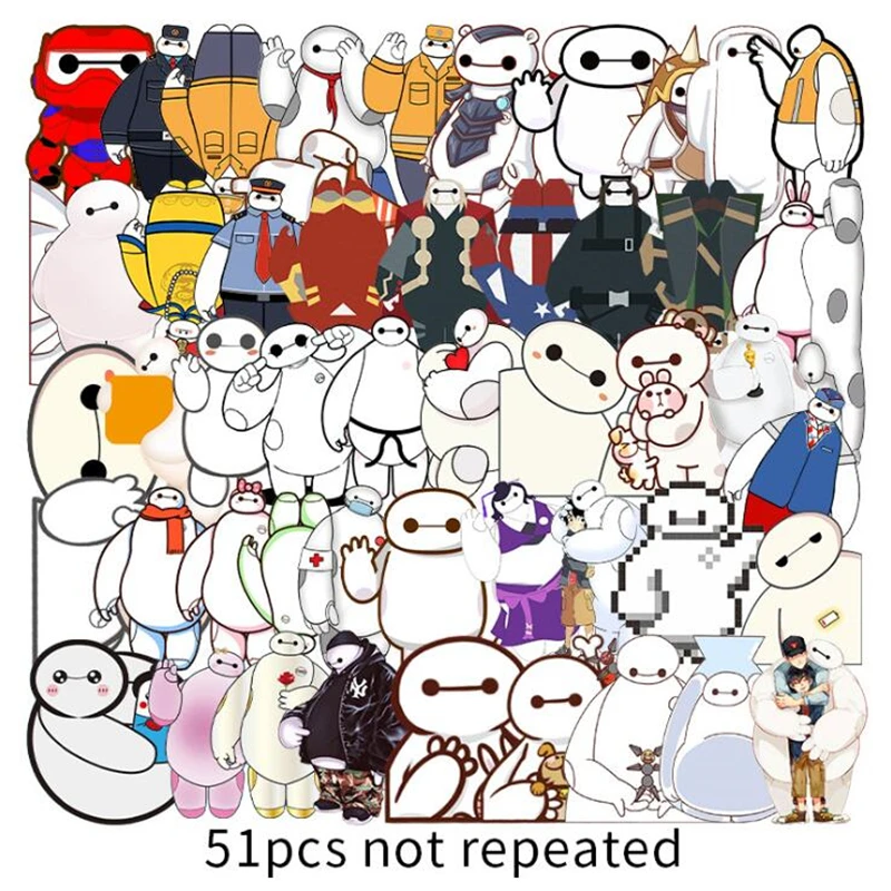 

51pcs Disney Super Marines stickers aesthetic luggage skateboard pegatinas guitar car graffiti waterproof decorative stickers