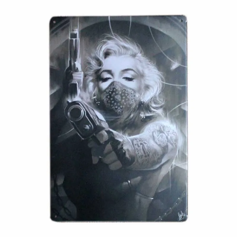 Pin Up винтажные наклейки девушка металлическая жестяная вывеска Pinup кафе украшение паба Ретро настенная доска декорации Декор для дома 20x30 см - Цвет: 05636