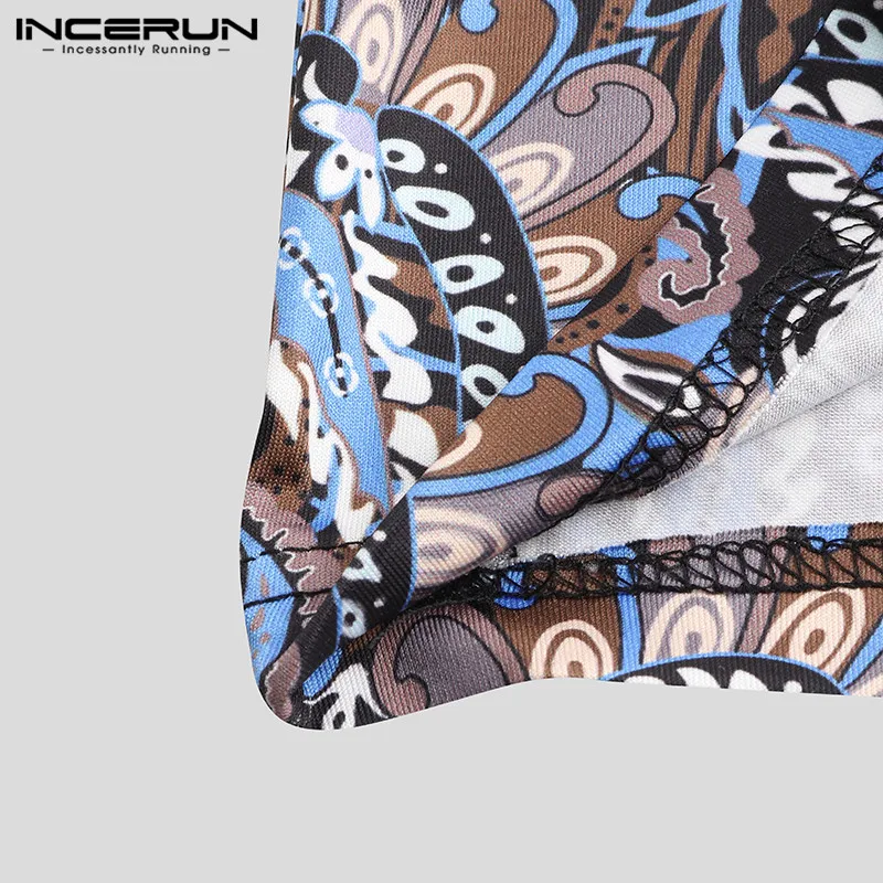 INCERUN Printed Men Casual Pants Joggers Elastic Waist Pockets Ethnic Vintage Trousers Men Fitness Streetwear Pantalon 3XL