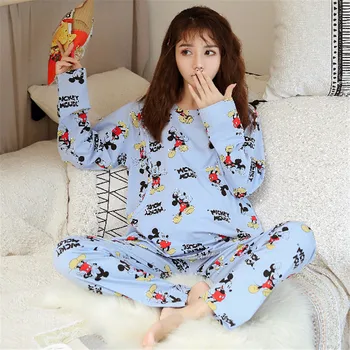 

Pregnant women nursing home service large size M-2XL summer cartoon printed cotton pregnant women pajamas pregnancy simple set