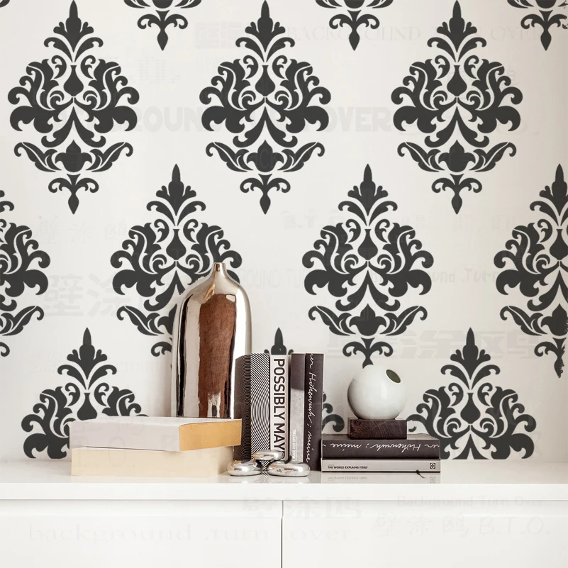 30 - 70 cm Stencil Large Big Tile Paint Furniture Damask Patterns Templates For Painting Decor Retro Vintage Pattern Walls S188 afbeelding