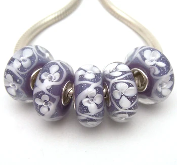 

YG321 5X 100% Authenticity S925 Sterling Silver Beads Murano Glassbeads beads Fit European Charms Bracelet diy jewelry Lamp-work