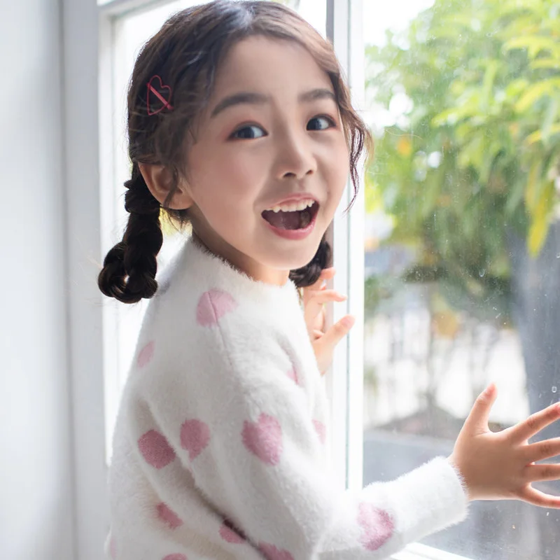Children Clothes Kids Girls Sweaters Cotton Knitted Baby Sweater Cute Love Heart Loose Casual Thicken Kids Pullovers