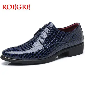 

2020 Men's Crocodile Dress Leather Shoes Lace-Up Wedding Party Shoes Mens Business Office Oxfords Fashion Flats Men Big Size 48