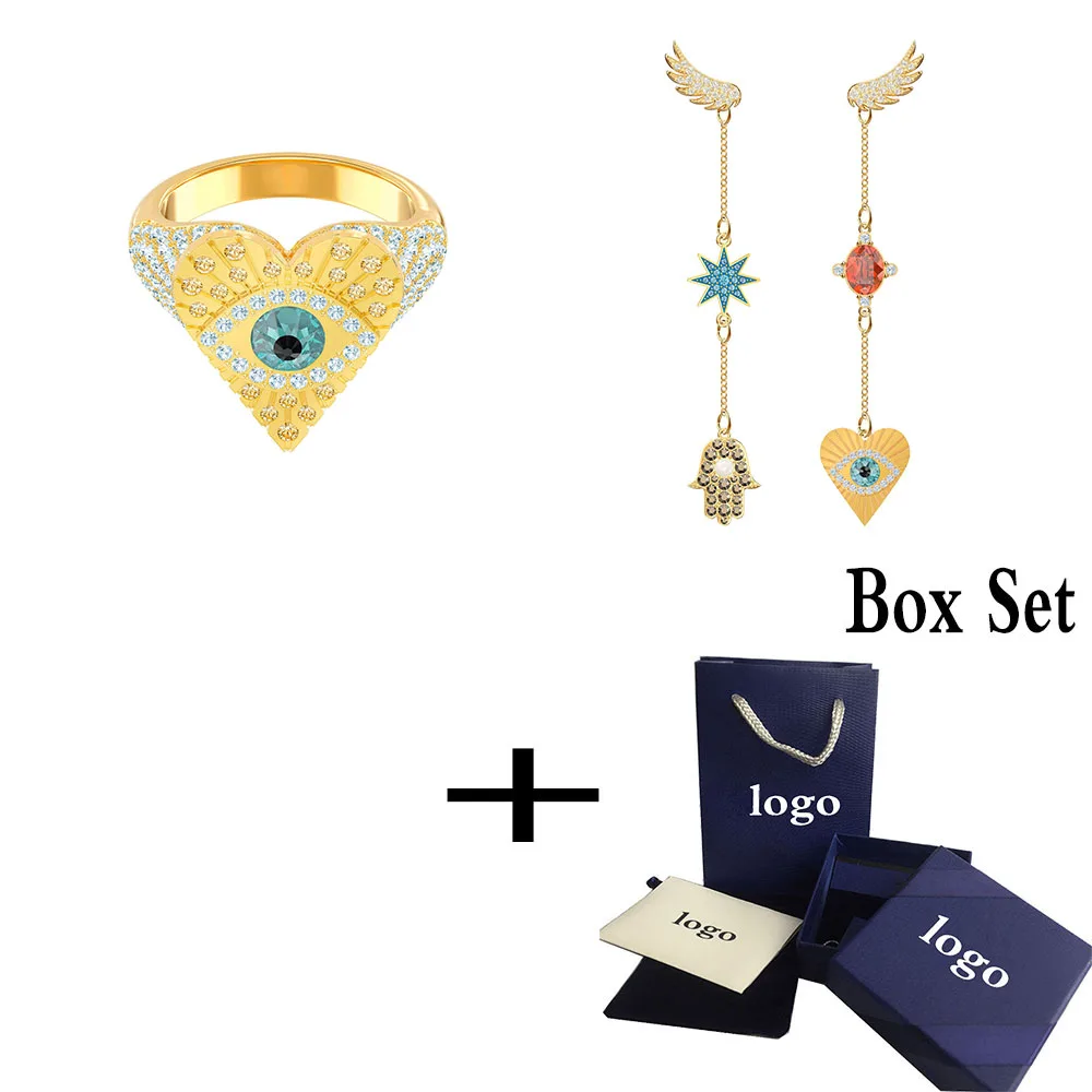 SWA Fashion Unique Original New LUCKY GODDESS Set Combination of Gorgeous Crystal European Women Lucky Body Jewelry Gift - Окраска металла: Ring 7