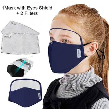

Child Dustproof 1/3 Face Mask With 2/6 Pcs Filters With Eyes Shield Windproof Foggy Haze Pollution Mouth Cover Mascherina
