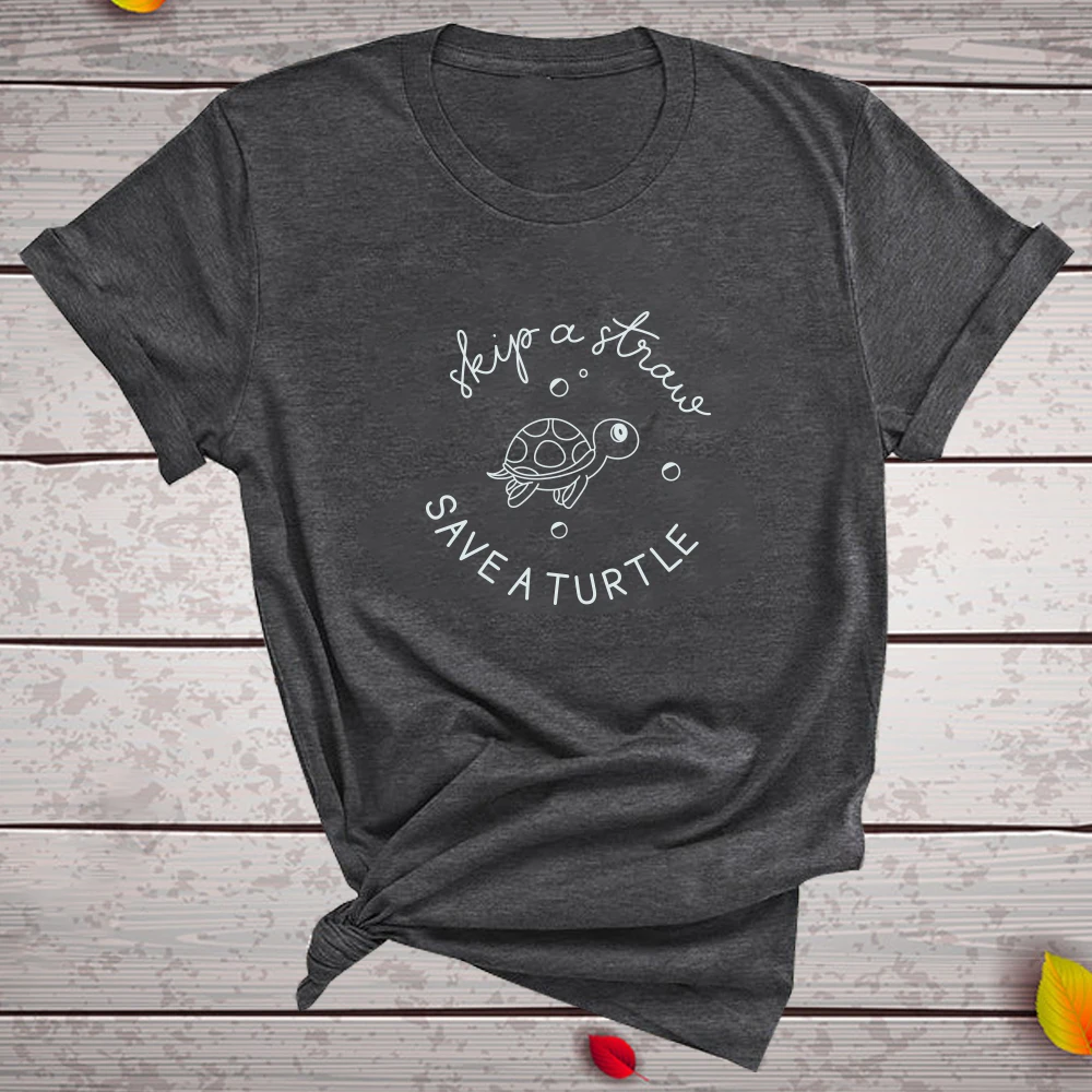 Save A Turtle Printing T-shirts Women Clothing Summer Cute Shirt Graphic Tops For Women Fashion Kawaii Shirt Harajuku Femme