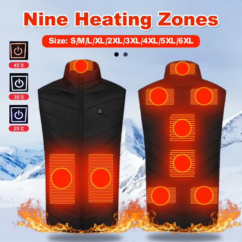 New 9 Places Heated Vest USB Heated Jacket Heating Vest Men Winter chaleco termico Women's warm vest weste 난방조끼 жилетка женская