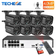 Techege H.265 8Ch 4MP POE NVR CCTV камера системы 4MP POE ip-камера 2560*1440 Открытый водонепроницаемый комплект видеонаблюдения