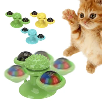 

Windmill Toys Dog Cat Play Game Toys Puzzle Training Whirling Turntable With Brush Pet Kitten Interactive Ball Toys For Cats