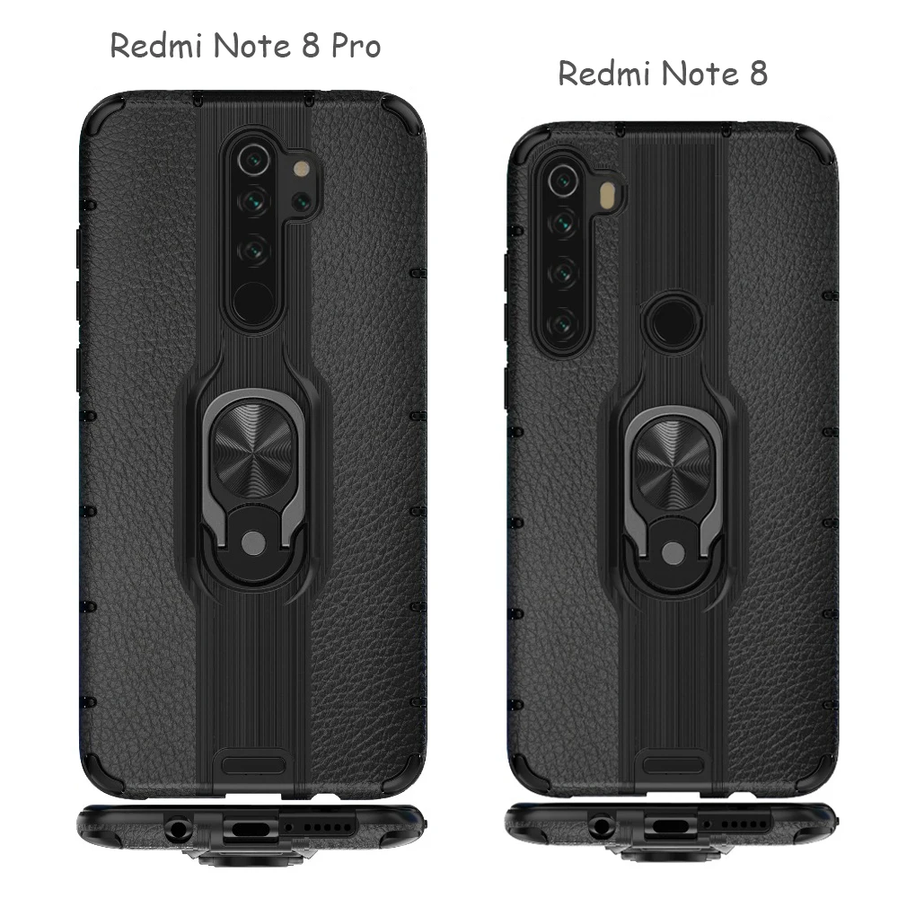 Чехол для Redmi Note 8, прочный Чехол, металлическое кольцо, держатель, чехол для телефона, для Xiaomi Redmi Note 8 Pro, чехол, противоударный ПК Бампер