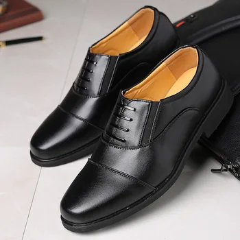 

LIMEIKE 2020 Newly Men's Quality Genuine Leather ShoesTop Head Leather Autumn Office Shoes Soft Man Dress Shoes