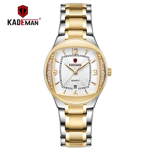Топ класса люкс Kademan Брендовые женские часы с кристаллами и бриллиантами модные женские кварцевые часы с календарем полностью Стальные наручные часы водонепроницаемые 838 - Цвет: 838-GWG