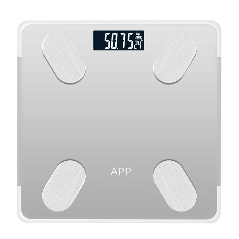 Silver Перезаряжаемое Bluetooth приложение для Android IOS Smart Human Body электронные весы измеритель смазки измерение комнатной температуры диета время - Цвет: Silver