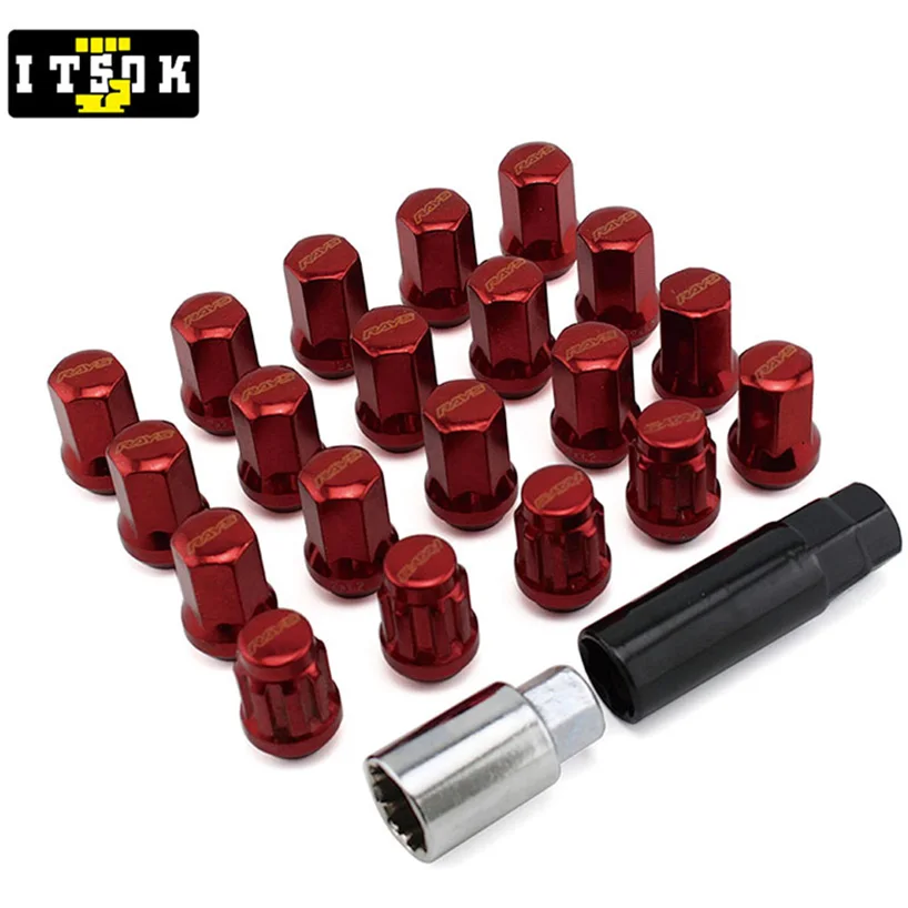 RAYS DURA-NUTS M12×P1.25 RAYS DURA NUTS RED M12×P1.25 RAYS DURA-NUT L32 Red Black Orange