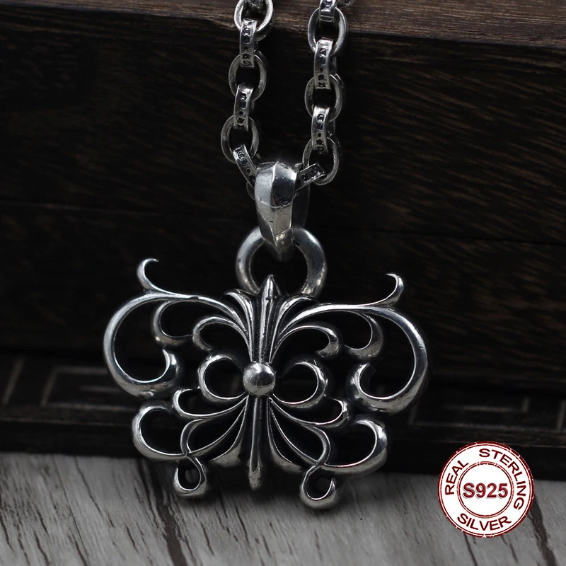 

S925 Sterling Silver Men's Pendant Personality retro classic punk style Butterfly domineering style tag Send lover's gift