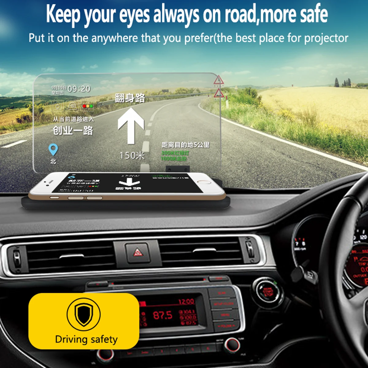 6 дюймов H6 Универсальный ABS пластик автомобильный HUD Дисплей Держатель смартфон проектор телефон навигация изображение отражатель