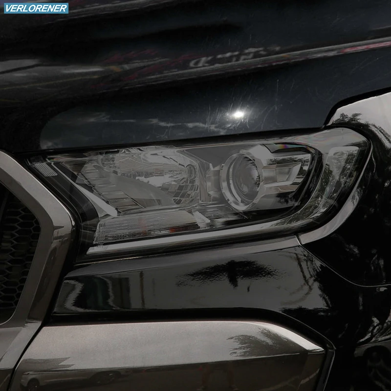 

2 Pcs Car Headlight Protective Film Smoked Black Tint Wrap Vinyl Transparent TPU Sticker For Ford Ranger T6 Wildtrak 2015-On