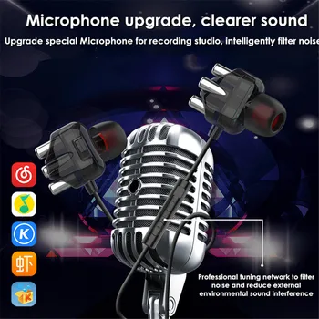 Auriculares internos con micrófono, auriculares deportivos de sonido de cuatro núcleos para xiaomi, iPhone, Samsung y MP3, 2 uds.