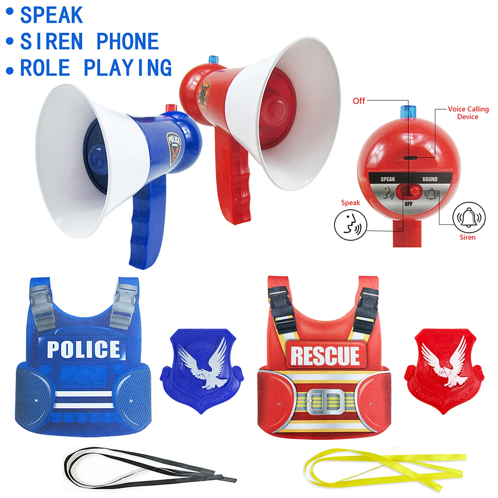 Kids Pretend Police Role Cosplay Toy Mini Megaphone Toy Plastic