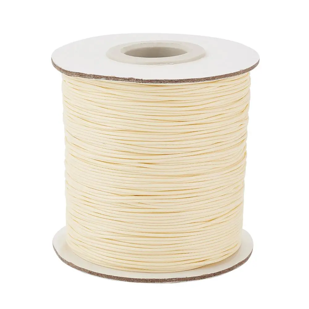 Beige 185 Ярд/рулон 0,5 мм 0,8 мм 1,5 мм вощеный полиэфирный шнур нить DIY Браслет Ожерелье Веревка Плетеный шнур для бисероплетения ювелирных изделий - Цвет: Beige