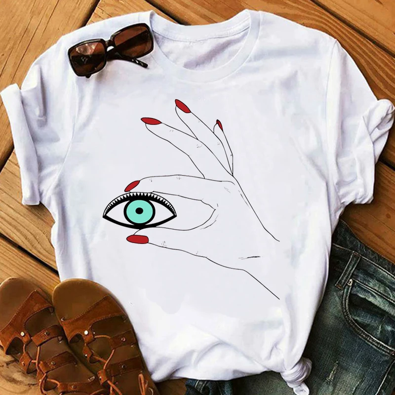 

tops cute Hand graphic t shirts tees gesture print Finger tshirt goth white top t shirt women aesthetic clothes womens clothing
